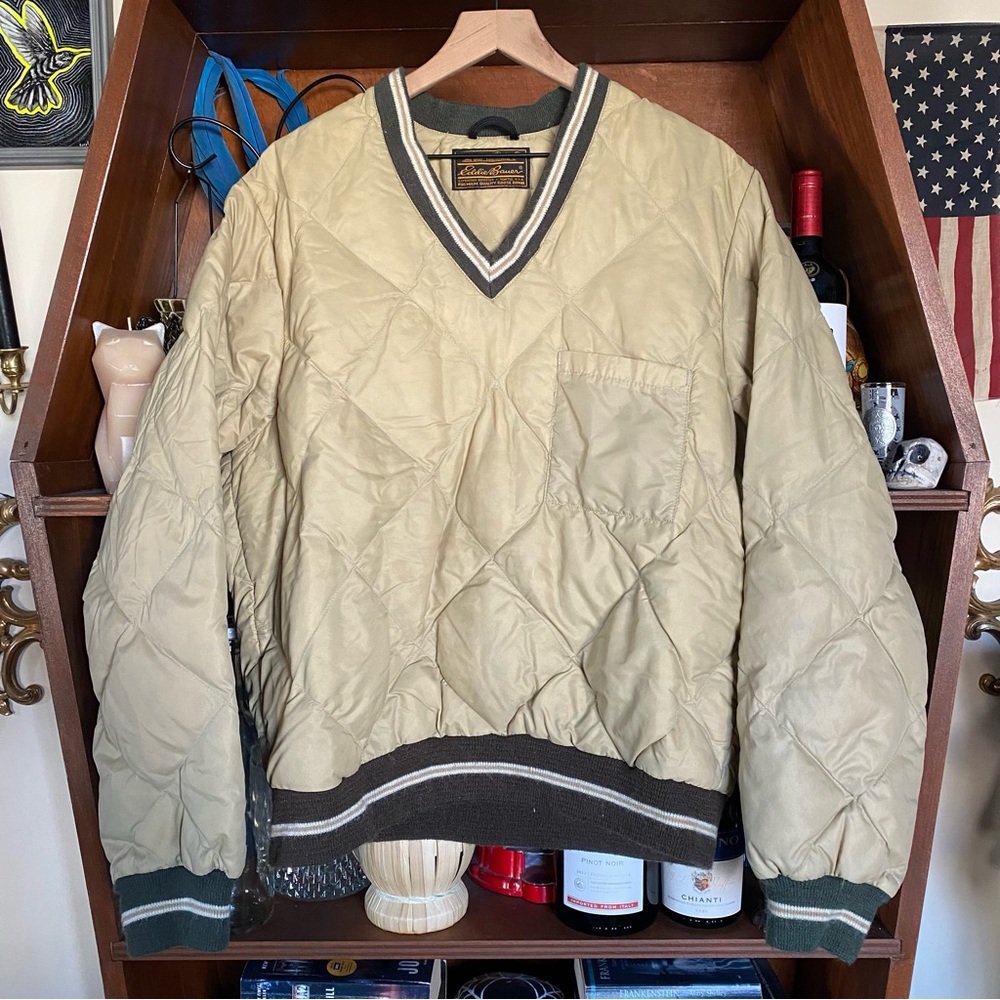 Vintage Eddie Bauer - Quilted Goose Down Pullover Bomber Jacket - Men’s Medium